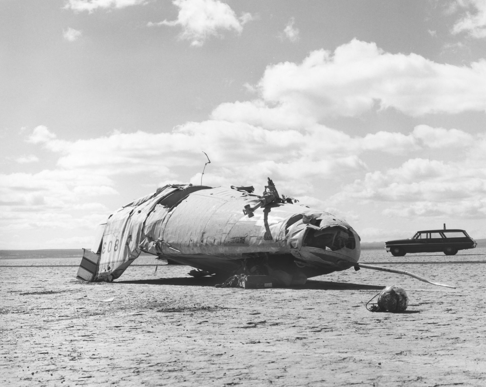 M2-F2 wreckage on Rogers Dry Lake after the 10 May 1967 crash