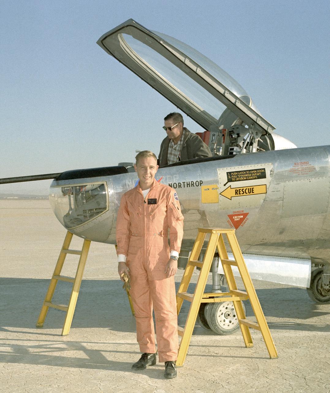 Test pilot Bruce A. Peterson with the M2-F2